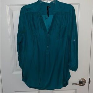 Bellatrix Silk Teal Collared Shirt